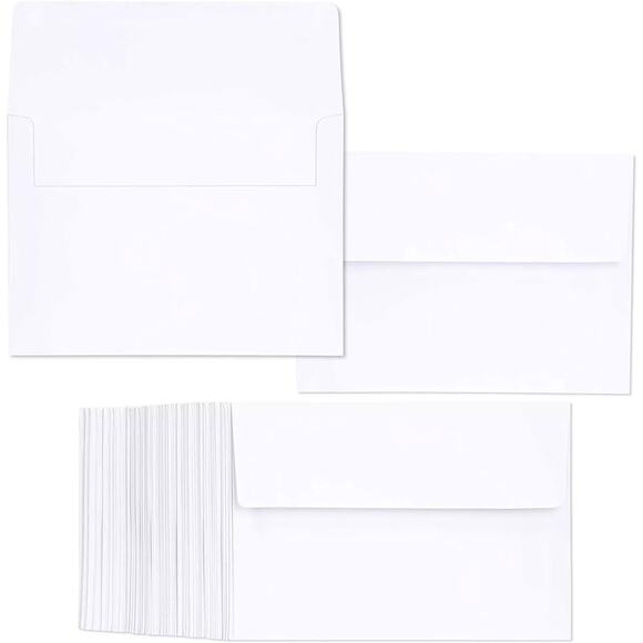 New Juvale 100-Pack A7 Envelopes 5x7 Cards Invitation Square Flap‎ White - Picture 1 of 4